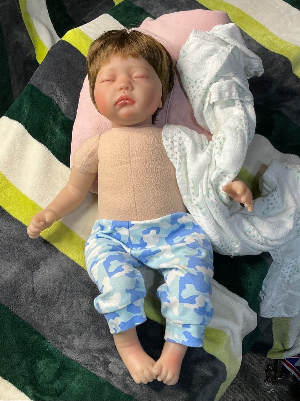 Dongguan Mikaiqi Wanju Reborn Sleepy Baby Doll - Blue Camo Pants 18in